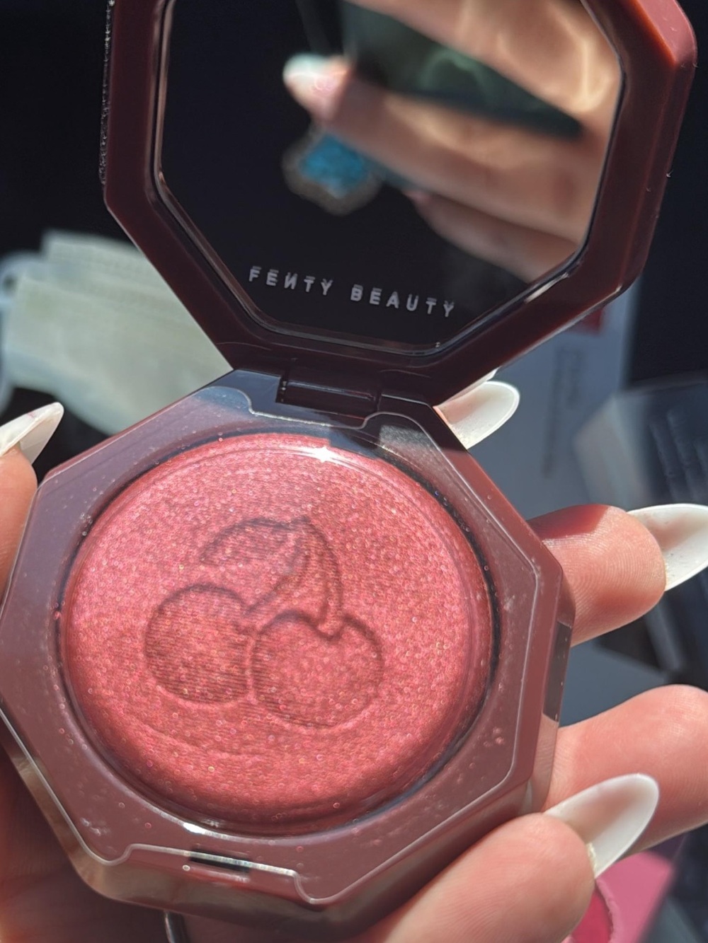 Fenty Beauty Hot Cheeks Blush & Highlighter — Cherry Red with Green Accents